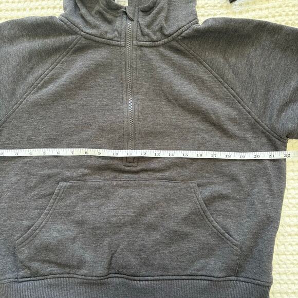 Gray Ribbed Half Zip Hoodie Medium - Picture 6 of 7